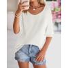 imageBTFBM Sweaters for Women 2026 Summer Oversized Half Short Sleeve Knitted Pullover V Neck Casual Loose Fit Spring TopsWhite