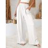 imageBTFBM Wide Leg Pants Woman Spring 2026 Pockets Loose Flowy Trousers Lounge Palazzo Pant Beach Vacation ClothesWhite