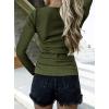 imageBTFBM Women Long Sleeve Shirts Fall Tops V Neck Button Up Henley Shirts Slim Fit Ribbed Knit Spring Casual TShirts 2026Army Green