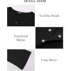 imageBTFBM Women Long Sleeve Shirts Fall Tops V Neck Button Up Henley Shirts Slim Fit Ribbed Knit Spring Casual TShirts 2026Black