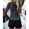 imageBTFBM Women Long Sleeve Shirts Fall Tops V Neck Button Up Henley Shirts Slim Fit Ribbed Knit Spring Casual TShirts 2026Black Grey