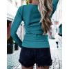 imageBTFBM Women Long Sleeve Shirts Fall Tops V Neck Button Up Henley Shirts Slim Fit Ribbed Knit Spring Casual TShirts 2026Blue Green