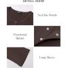 imageBTFBM Women Long Sleeve Shirts Fall Tops V Neck Button Up Henley Shirts Slim Fit Ribbed Knit Spring Casual TShirts 2026Coffee