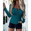 imageBTFBM Women Long Sleeve Shirts Fall Tops V Neck Button Up Henley Shirts Slim Fit Ribbed Knit Spring Casual TShirts 2026Dark Blue