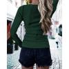 imageBTFBM Women Long Sleeve Shirts Fall Tops V Neck Button Up Henley Shirts Slim Fit Ribbed Knit Spring Casual TShirts 2026Dark Green