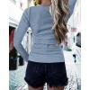 imageBTFBM Women Long Sleeve Shirts Fall Tops V Neck Button Up Henley Shirts Slim Fit Ribbed Knit Spring Casual TShirts 2026Grey Blue