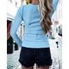 imageBTFBM Women Long Sleeve Shirts Fall Tops V Neck Button Up Henley Shirts Slim Fit Ribbed Knit Spring Casual TShirts 2026Light Blue