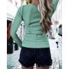 imageBTFBM Women Long Sleeve Shirts Fall Tops V Neck Button Up Henley Shirts Slim Fit Ribbed Knit Spring Casual TShirts 2026Mint Green