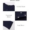 imageBTFBM Women Long Sleeve Shirts Fall Tops V Neck Button Up Henley Shirts Slim Fit Ribbed Knit Spring Casual TShirts 2026Navy