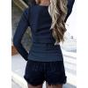 imageBTFBM Women Long Sleeve Shirts Fall Tops V Neck Button Up Henley Shirts Slim Fit Ribbed Knit Spring Casual TShirts 2026Navy