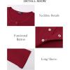 imageBTFBM Women Long Sleeve Shirts Fall Tops V Neck Button Up Henley Shirts Slim Fit Ribbed Knit Spring Casual TShirts 2026Red