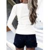 imageBTFBM Women Long Sleeve Shirts Fall Tops V Neck Button Up Henley Shirts Slim Fit Ribbed Knit Spring Casual TShirts 2026White