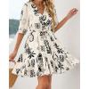 imageBTFBM Women Summer Spring Floral Boho Dress 2026 V Neck Short Sleeve Ruffle Beach Vacation Clothes Wedding Guest DressesFloral Apricot Black