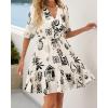 imageBTFBM Women Summer Spring Floral Boho Dress 2026 V Neck Short Sleeve Ruffle Beach Vacation Clothes Wedding Guest DressesFloral Apricot Black