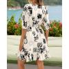 imageBTFBM Women Summer Spring Floral Boho Dress 2026 V Neck Short Sleeve Ruffle Beach Vacation Clothes Wedding Guest DressesFloral Apricot Black