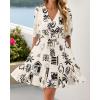 imageBTFBM Women Summer Spring Floral Boho Dress 2026 V Neck Short Sleeve Ruffle Beach Vacation Clothes Wedding Guest DressesFloral Apricot Black