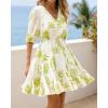 imageBTFBM Women Summer Spring Floral Boho Dress 2026 V Neck Short Sleeve Ruffle Beach Vacation Clothes Wedding Guest DressesFloral Apricot Green