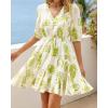 imageBTFBM Women Summer Spring Floral Boho Dress 2026 V Neck Short Sleeve Ruffle Beach Vacation Clothes Wedding Guest DressesFloral Apricot Green