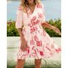 imageBTFBM Women Summer Spring Floral Boho Dress 2026 V Neck Short Sleeve Ruffle Beach Vacation Clothes Wedding Guest DressesFloral Apricot Red