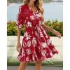 imageBTFBM Women Summer Spring Floral Boho Dress 2026 V Neck Short Sleeve Ruffle Beach Vacation Clothes Wedding Guest DressesFloral Burgundy White