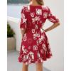 imageBTFBM Women Summer Spring Floral Boho Dress 2026 V Neck Short Sleeve Ruffle Beach Vacation Clothes Wedding Guest DressesFloral Burgundy White