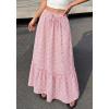 imageBTFBM Womens Boho Maxi Skirt 2026 Summer Floral High Waisted Flowy Tiered Long Spring Beach Vacation Skirts PocketsPink