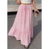 imageBTFBM Womens Boho Maxi Skirt 2026 Summer Floral High Waisted Flowy Tiered Long Spring Beach Vacation Skirts PocketsPink