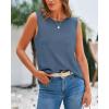 imageBTFBM Womens Sleeveless Sweater Vest 2026 Summer Crew Neck Ribbed Knit Lightweight Pullover Casual Loose Fit Tank TopsGrey Blue