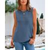 imageBTFBM Womens Sleeveless Sweater Vest 2026 Summer Crew Neck Ribbed Knit Lightweight Pullover Casual Loose Fit Tank TopsGrey Blue