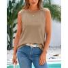 imageBTFBM Womens Sleeveless Sweater Vest 2026 Summer Crew Neck Ribbed Knit Lightweight Pullover Casual Loose Fit Tank TopsKhaki