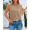 imageBTFBM Womens Sleeveless Sweater Vest 2026 Summer Crew Neck Ribbed Knit Lightweight Pullover Casual Loose Fit Tank TopsKhaki