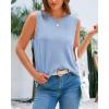 imageBTFBM Womens Sleeveless Sweater Vest 2026 Summer Crew Neck Ribbed Knit Lightweight Pullover Casual Loose Fit Tank TopsLight Blue