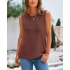imageBTFBM Womens Sleeveless Sweater Vest 2026 Summer Crew Neck Ribbed Knit Lightweight Pullover Casual Loose Fit Tank TopsLight Brown