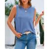 imageBTFBM Womens Sleeveless Sweater Vest 2026 Summer Crew Neck Ribbed Knit Lightweight Pullover Casual Loose Fit Tank TopsLight Grey Blue