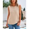 imageBTFBM Womens Sleeveless Sweater Vest 2026 Summer Crew Neck Ribbed Knit Lightweight Pullover Casual Loose Fit Tank TopsLight Khaki