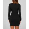 imageBTFBM Womens Spring Fashion 2026 Long Sleeve Boat Neck Mini Dress Slim Fit Party Club Short Tight Basic Bodycon DressesBlack