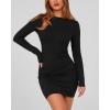 imageBTFBM Womens Spring Fashion 2026 Long Sleeve Boat Neck Mini Dress Slim Fit Party Club Short Tight Basic Bodycon DressesBlack