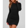 imageBTFBM Womens Spring Fashion 2026 Long Sleeve Boat Neck Mini Dress Slim Fit Party Club Short Tight Basic Bodycon DressesBlack