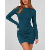 imageBTFBM Womens Spring Fashion 2026 Long Sleeve Boat Neck Mini Dress Slim Fit Party Club Short Tight Basic Bodycon DressesDark Blue
