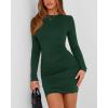 imageBTFBM Womens Spring Fashion 2026 Long Sleeve Boat Neck Mini Dress Slim Fit Party Club Short Tight Basic Bodycon DressesDark Green