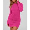 imageBTFBM Womens Spring Fashion 2026 Long Sleeve Boat Neck Mini Dress Slim Fit Party Club Short Tight Basic Bodycon DressesRose Red