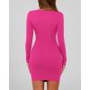 imageBTFBM Womens Spring Fashion 2026 Long Sleeve Boat Neck Mini Dress Slim Fit Party Club Short Tight Basic Bodycon DressesRose Red