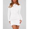 imageBTFBM Womens Spring Fashion 2026 Long Sleeve Boat Neck Mini Dress Slim Fit Party Club Short Tight Basic Bodycon DressesWhite