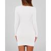 imageBTFBM Womens Spring Fashion 2026 Long Sleeve Boat Neck Mini Dress Slim Fit Party Club Short Tight Basic Bodycon DressesWhite
