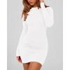 imageBTFBM Womens Spring Fashion 2026 Long Sleeve Boat Neck Mini Dress Slim Fit Party Club Short Tight Basic Bodycon DressesWhite