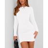 imageBTFBM Womens Spring Fashion 2026 Long Sleeve Boat Neck Mini Dress Slim Fit Party Club Short Tight Basic Bodycon DressesWhite