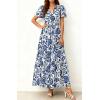 imageBTFBM Womens Summer Dresses 2026 V Neck Hollow Out Eyelet A Line Flowy Boho Beach Vacation Wedding Guest Maxi DressFloral White Dark Blue
