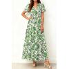 imageBTFBM Womens Summer Dresses 2026 V Neck Hollow Out Eyelet A Line Flowy Boho Beach Vacation Wedding Guest Maxi DressFloral White Green