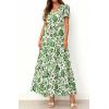 imageBTFBM Womens Summer Dresses 2026 V Neck Hollow Out Eyelet A Line Flowy Boho Beach Vacation Wedding Guest Maxi DressFloral White Green