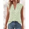 imageBTFBM Womens Summer Tops Dressy Casual 2026 Floral Eyelet Sleeveless Button Down Shirts Boho Beach Vacation OutfitsLight Green